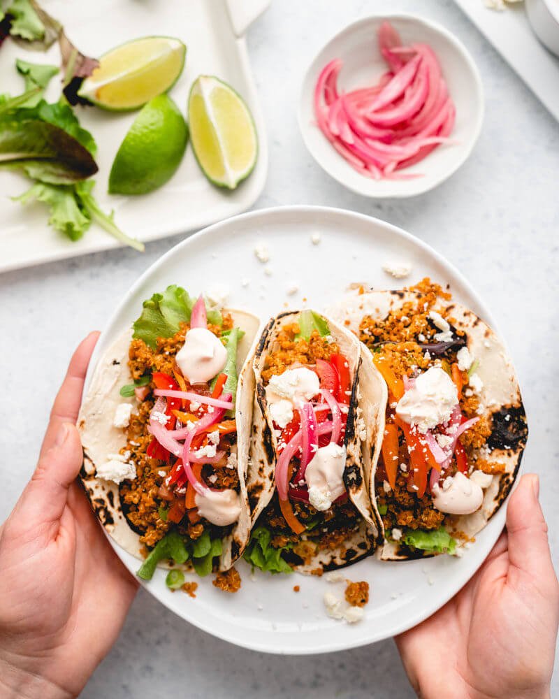 Vegan Tacos with Pickled Red Onion – Saucy Gourmet